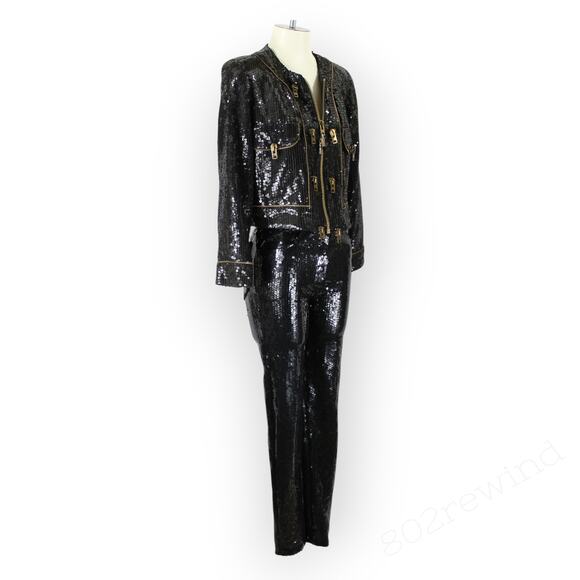 XS/S 80s Vintage Jeanette for St Martin Sequin Zipper Jacket & Pant Kastenberg - Picture 12 of 16
